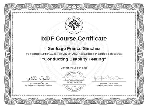 Conducting Usability Testing certificate