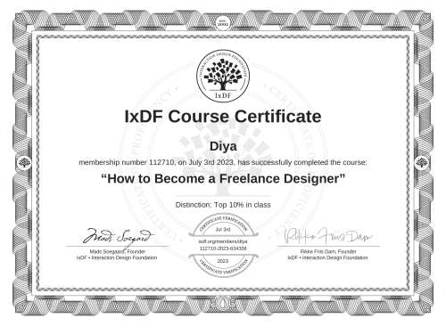 How to Become a Freelance Designer certificate