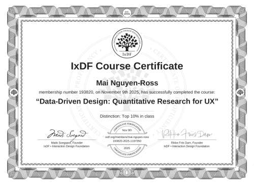 Data-Driven Design: Quantitative Research for UX certificate
