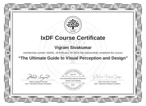 The Ultimate Guide to Visual Perception and Design certificate