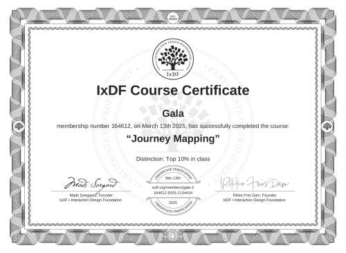 Journey Mapping certificate