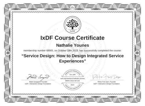 Service Design: How to Design Integrated Service Experiences certificate
