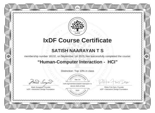 Human-Computer Interaction -  HCI certificate