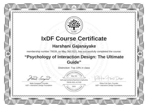 Psychology of Interaction Design: The Ultimate Guide certificate