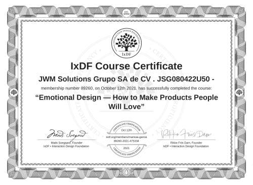 Emotional Design — How to Make Products People Will Love certificate
