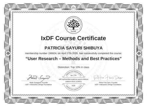 User Research – Methods and Best Practices certificate