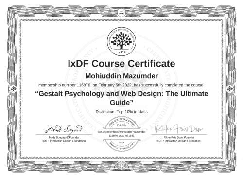 Gestalt Psychology and Web Design: The Ultimate Guide certificate