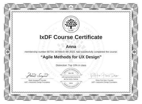 Agile Methods for UX Design certificate