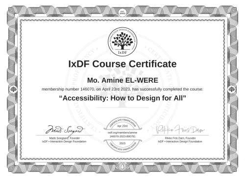 Accessibility: How to Design for All certificate