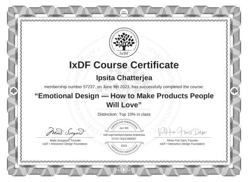 Emotional Design — How to Make Products People Will Love certificate