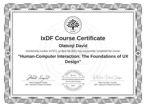 Human-Computer Interaction: The Foundations of UX Design certificate