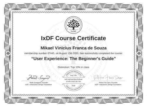 User Experience: The Beginner's Guide certificate