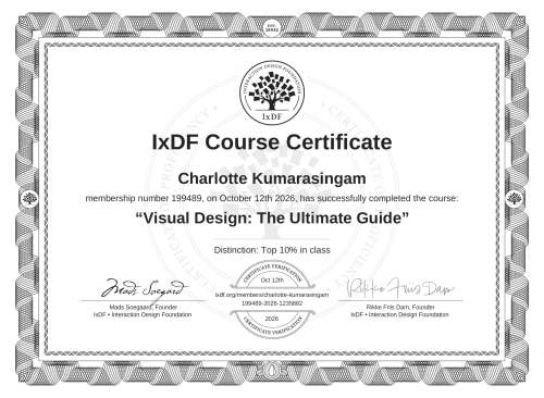 Visual Design: The Ultimate Guide certificate