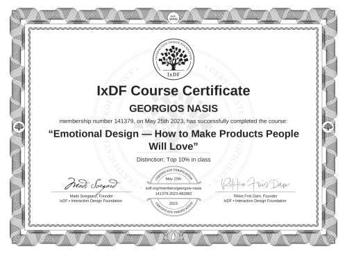 Emotional Design — How to Make Products People Will Love certificate