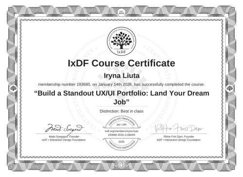 Build a Standout UX/UI Portfolio: Land Your Dream Job certificate