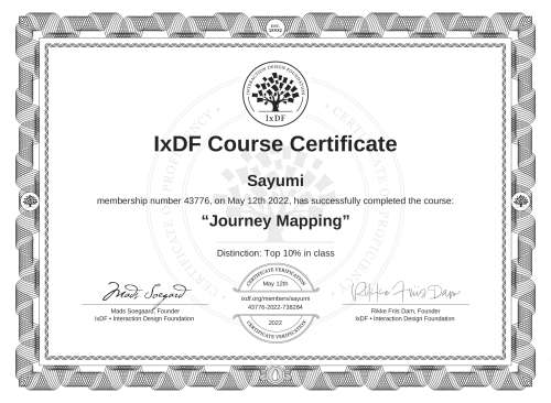 Journey Mapping certificate