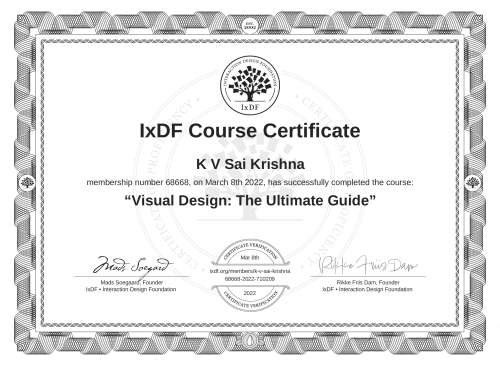Visual Design: The Ultimate Guide certificate