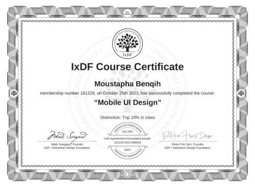 Mobile UI Design certificate
