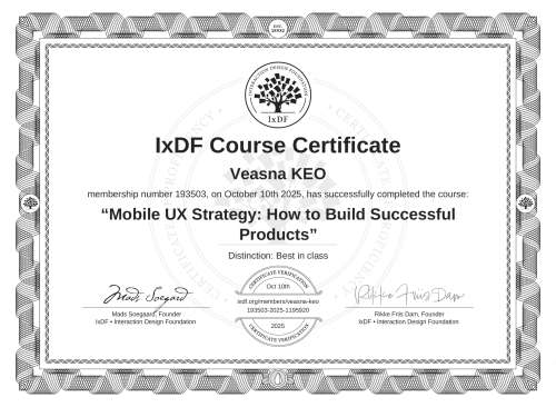 Mobile UX Strategy: How to Build Successful Products certificate