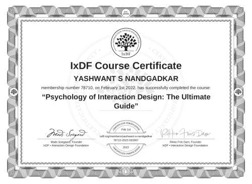 Psychology of Interaction Design: The Ultimate Guide certificate