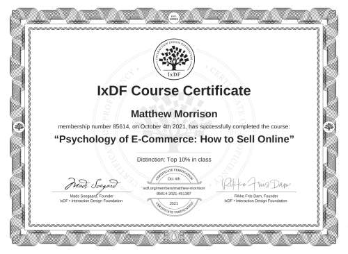 Psychology of E-Commerce: How to Sell Online certificate