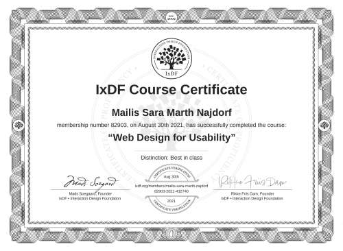 Web Design for Usability certificate