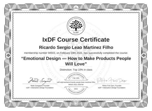 Emotional Design — How to Make Products People Will Love certificate