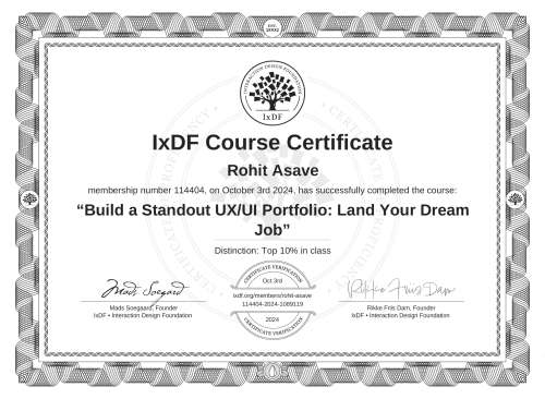 Build a Standout UX/UI Portfolio: Land Your Dream Job certificate