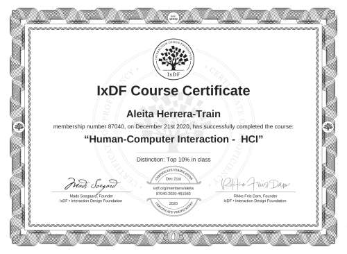 Human-Computer Interaction -  HCI certificate