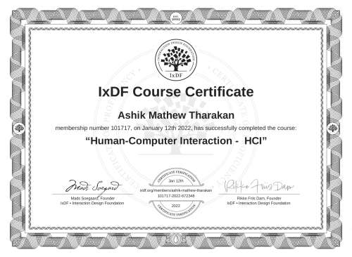 Human-Computer Interaction -  HCI certificate