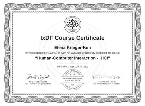 Human-Computer Interaction -  HCI certificate