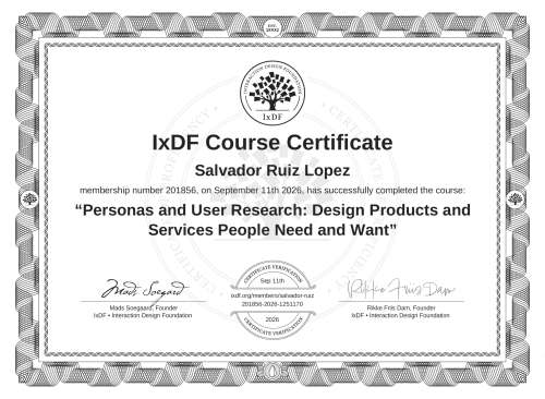 Personas and User Research: Design Products and Services People Need and Want certificate