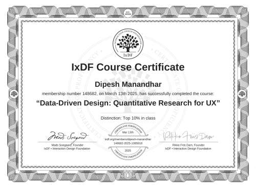Data-Driven Design: Quantitative Research for UX certificate