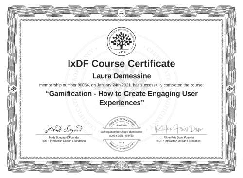 Gamification - How to Create Engaging User Experiences certificate