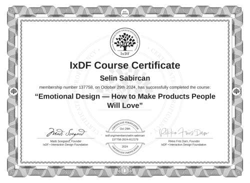 Emotional Design — How to Make Products People Will Love certificate