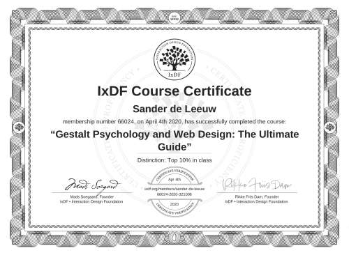 Gestalt Psychology and Web Design: The Ultimate Guide certificate