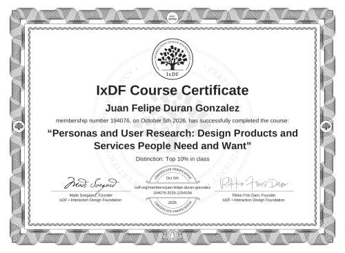 Personas and User Research: Design Products and Services People Need and Want certificate