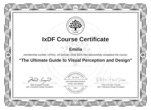 The Ultimate Guide to Visual Perception and Design certificate