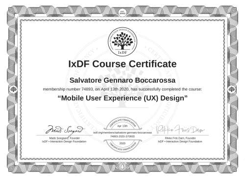 Mobile User Experience (UX) Design certificate