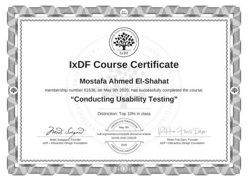 Conducting Usability Testing certificate
