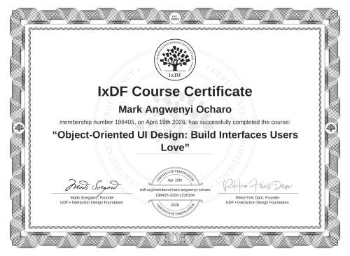 Object-Oriented UI Design: Build Interfaces Users Love certificate