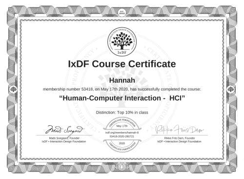 Human-Computer Interaction -  HCI certificate