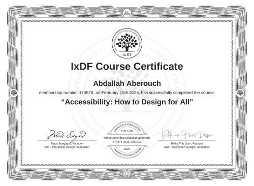 Accessibility: How to Design for All certificate