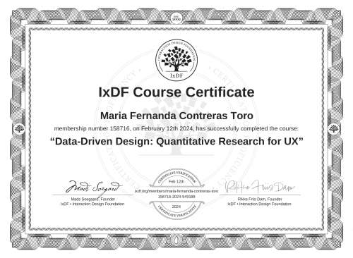 Data-Driven Design: Quantitative Research for UX certificate