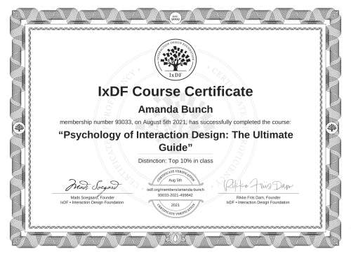 Psychology of Interaction Design: The Ultimate Guide certificate