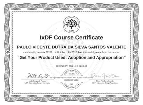 Get Your Product Used: Adoption and Appropriation certificate