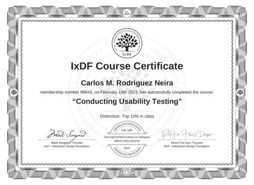 Conducting Usability Testing certificate