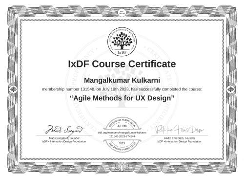 Agile Methods for UX Design certificate
