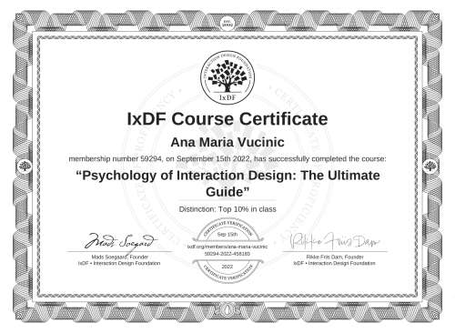 Psychology of Interaction Design: The Ultimate Guide certificate