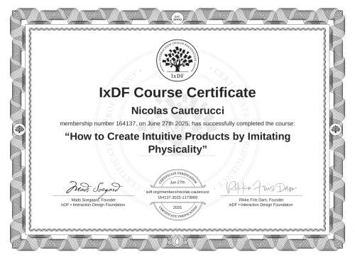 How to Create Intuitive Products by Imitating Physicality certificate